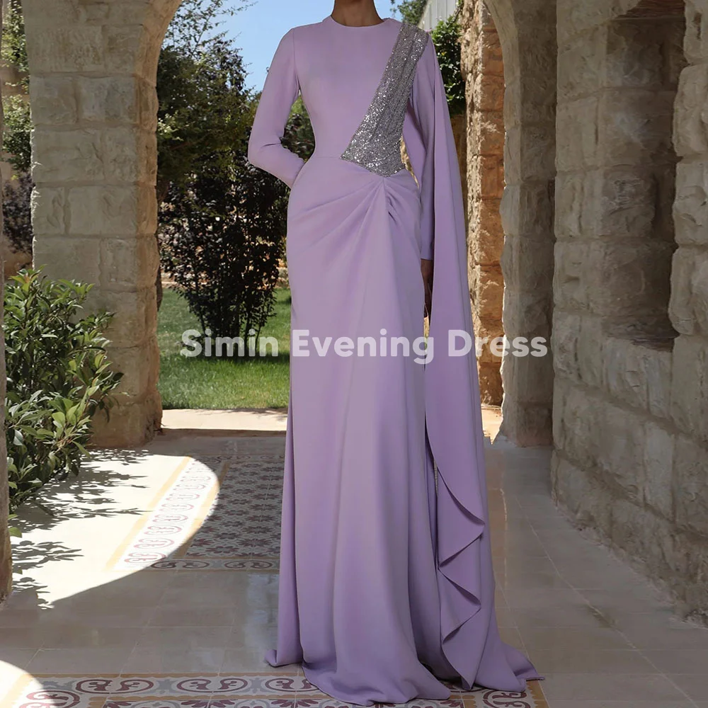 

Simin Women's Customized O-Neck Pleats Mermaid Luxury Dubai Evening Dresses With Long Sleeves Floor-Length Elegant Dresses 2025