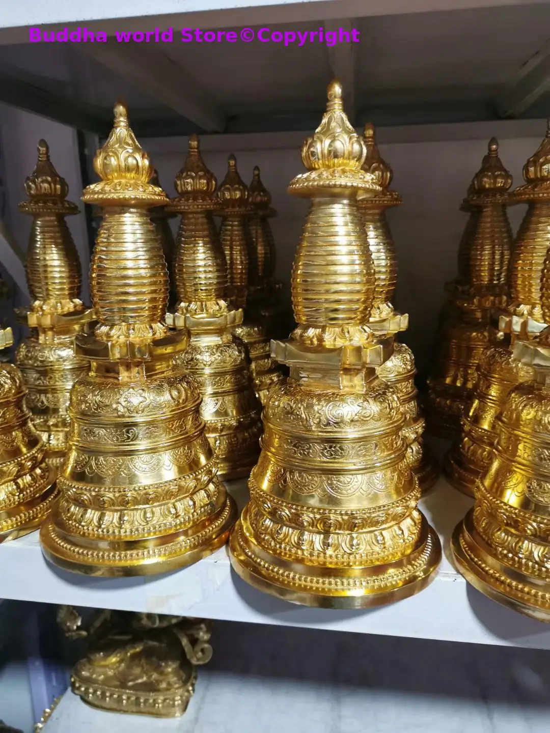 Wholesale Buddhist products Tantric talisman Tibet Buddhism buddha GEDANGTA dagoba stupa tower BRASS gilding pagoda statue Large