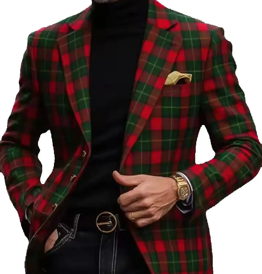 

Customized Business Man Suit Jackets Single Breasted Blazers Plaid Check 1 Piece Coat Groom Wedding Tuxedos terno masculino 2025