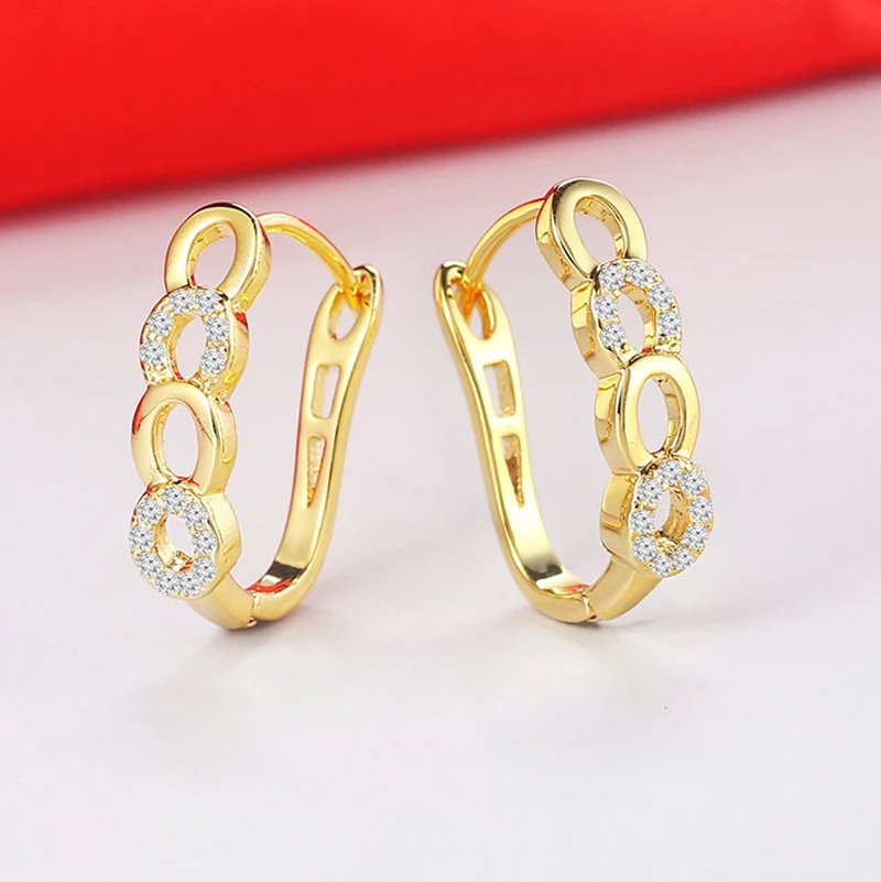 Hollow Hoop Earrings for Women Classic Design Gold Color Cushion Cut Big Cubic Zirconia Wedding Jewelry Gifts ZYE817