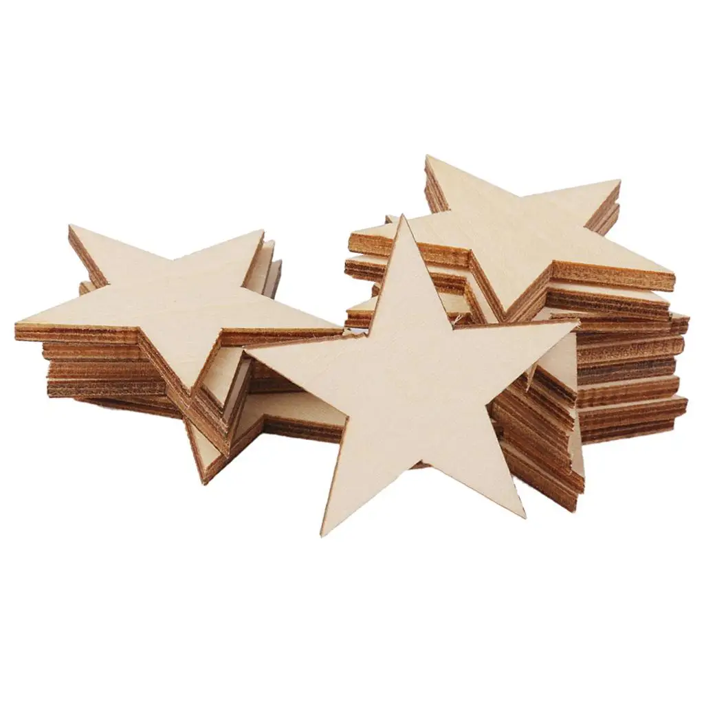 Abbellimenti di stelle in legno da 3mm creazione di carte fai da te Scrapbooking decorazioni rustiche