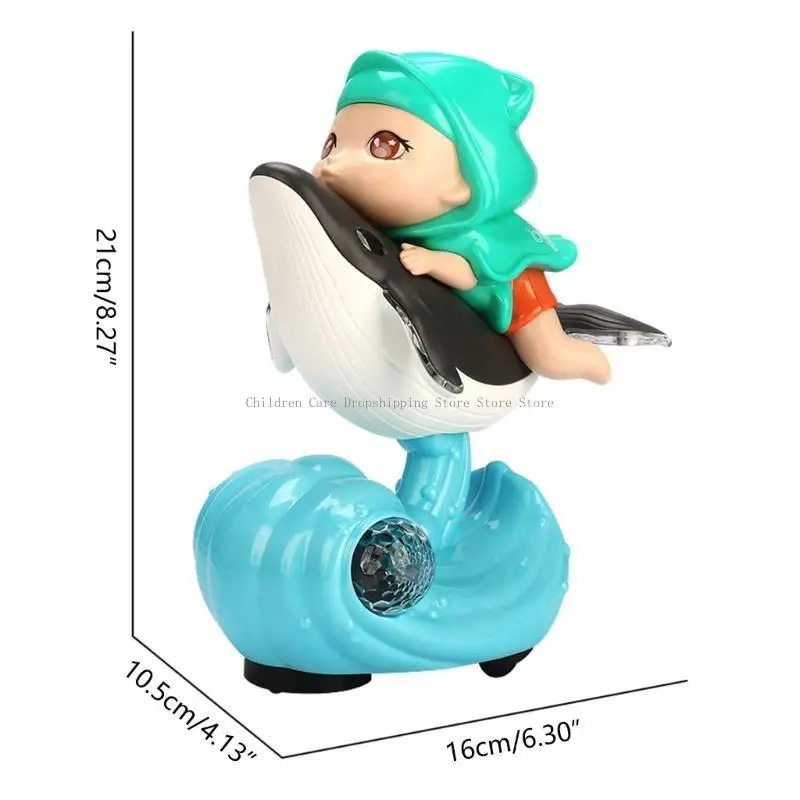 Dziecięca kreskówka wieloryb w kształcie lalki wczesna edukacja muzyczna brzmiąca zabawka do chodzenia