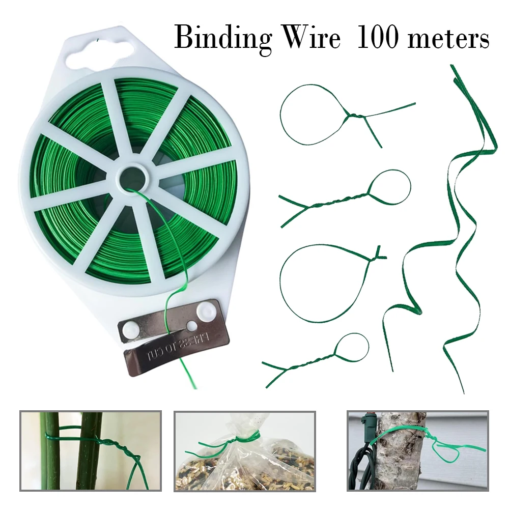 

1-3 шт. 100 м садовые стяжки многоразовые сплюснутые железные проволочные кабельные стяжки для цветочных растений, восхождения на лозы, многофункциональные фиксирующие стяжки с покрытием