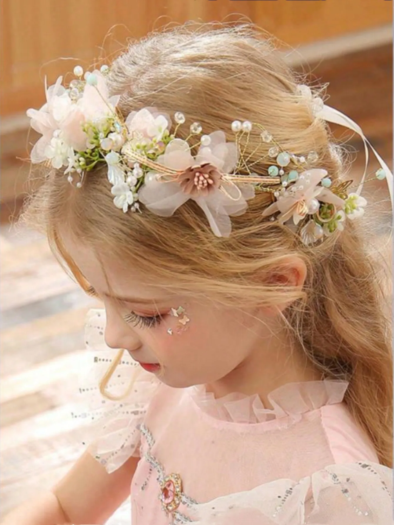 

1pc Teen Headpiece Performance Princess Headband Flower Crown Wreath For Girls, For Christmas