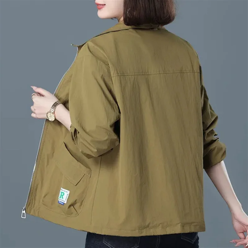 

2024 New Spring Women's Jackets Causal Windbreaker Female Loose All-match Zipper Lightweight Jacket Outwear Women Clothing