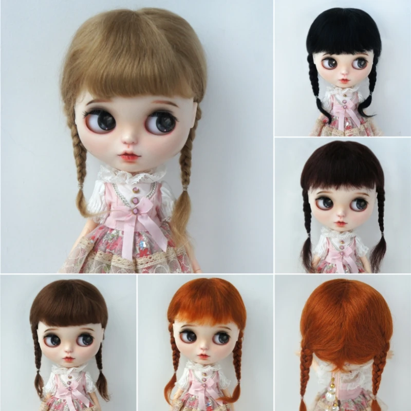 Jusuns Doll Wig JD018 BJD Hair Qbaby Blythes Mohair Pretty Anna Double Braid Country Girl Wig Doll Accessories