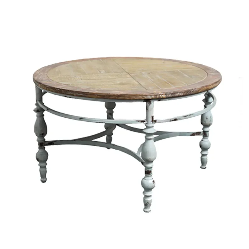 American retro wrought iron disassembly and assembly small round table, a few on the sofa in the living room
