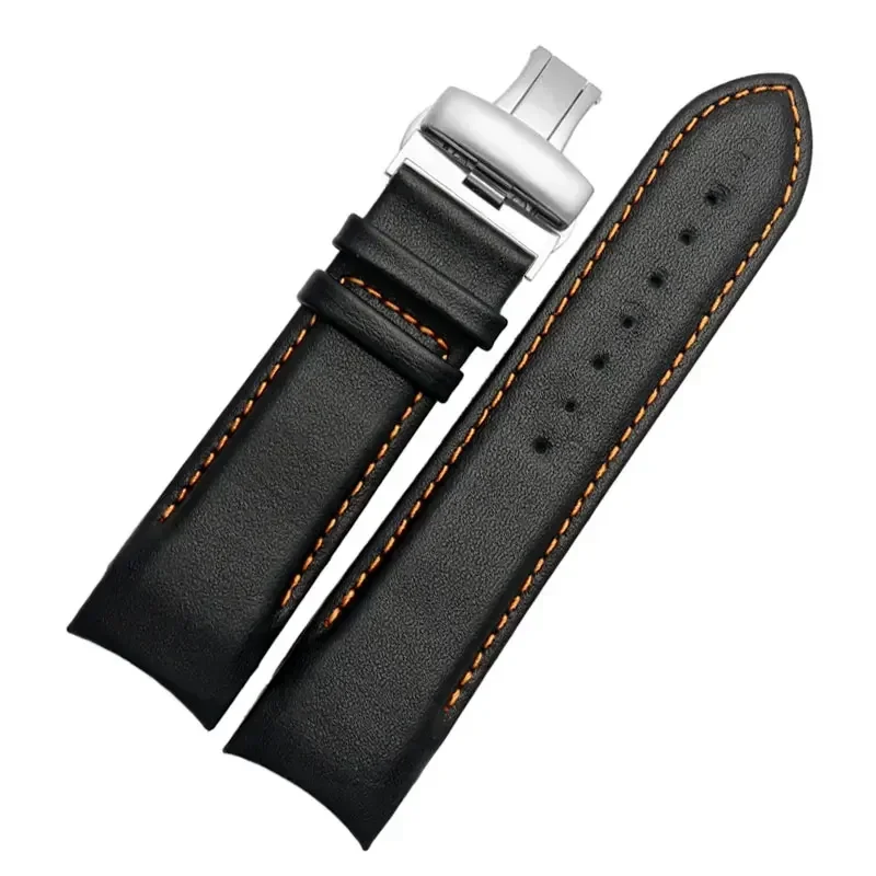 Curved End Genuine Leather Watch strap 22mm 23mm 24mm for Tissot Couturier T035 T035T035617A T035439A Brown Black Men WatchBand
