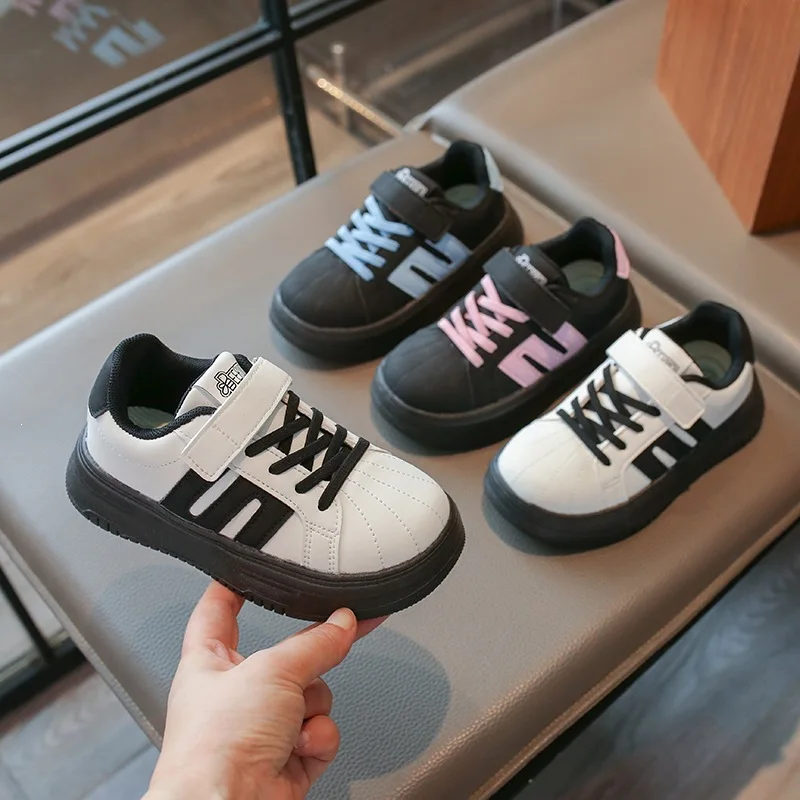 Kids'Casual Shoes Color Blocking PU Leather Autumn Fashion Shoes For Children Breathable Anti-slip Blue Pink Shoes Size 26-36