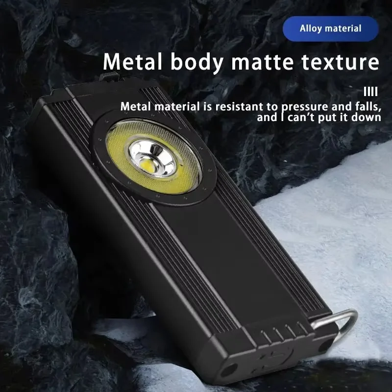 LED Keychain Light Mini COB Flashlight Rechargeable with Magnetic Tail Lantern Camping Portable Emergency Torch