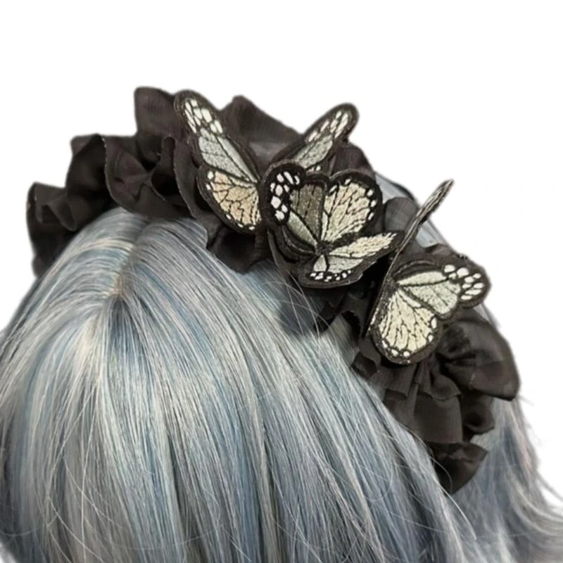 

652F Fashionable Butterfly Hair Hoop Sweet Temperament Hair Rings Stylish Hairpiece Hair Accessory for Kids and Teens