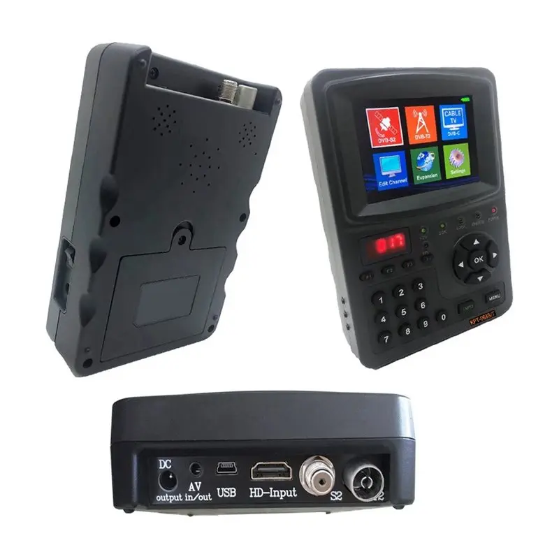 STABLE QUALITY MP4 DVB-S/S2 DVB-S2 DVB-T2 DVB-C Signal Tester KPT-968ST Satellite Finder Meter EU Plug Receiver Test