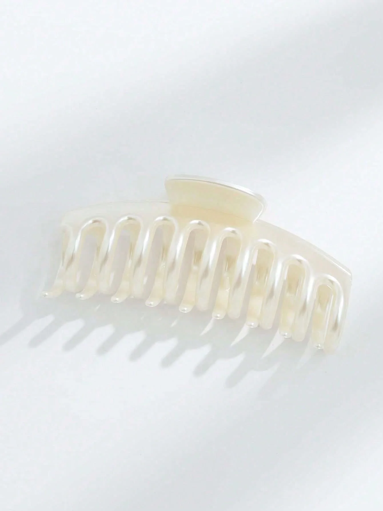 1Pc jepit rambut besar putih mengkilap model tulang naga, jepit rambut wanita bertemperamen, jepit rambut simpel model cakar hiu