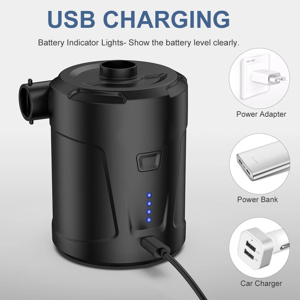 Portable Quick-Fill Air Pump 5000mAh Perfect Inflator / Deflator Pump for Air Mattress Bed Boats Swimming Ring