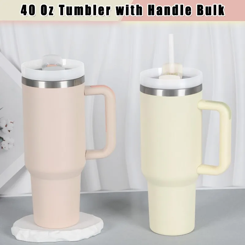 15 Pack 40 Oz Tumbler With Handle And Straw Bulk, 40 Oz Tumbler Stainless Steel Vacuum Insulation Keep Hot And Cold, 40 Oz