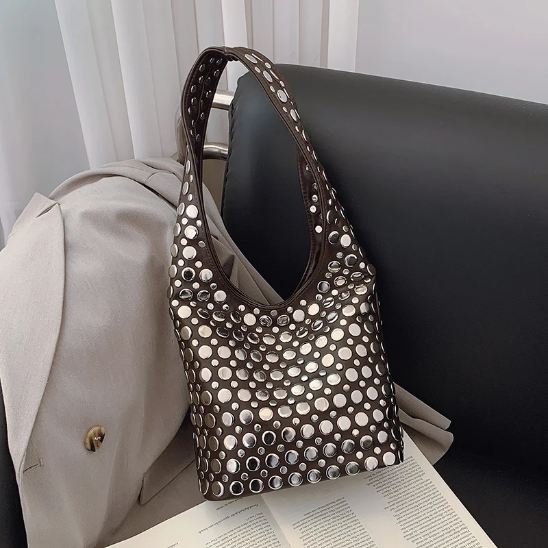 Designer Geometrische Umhängetasche Für Frauen Top Marke Handtasche Luxus Glänzende Niet Handgemachte Abend Clutch Tasche Mode Party Geldbörse – Detail 24