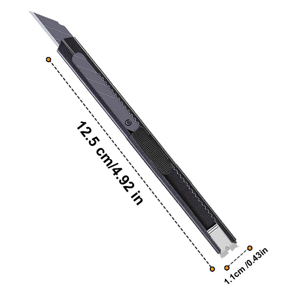 10Pcs Black Utility Knife Stainless Steel Paper Cut Box Cutter Tools Kit Non-Slip Blades Unboxing Knife Handicraft Carving Tools