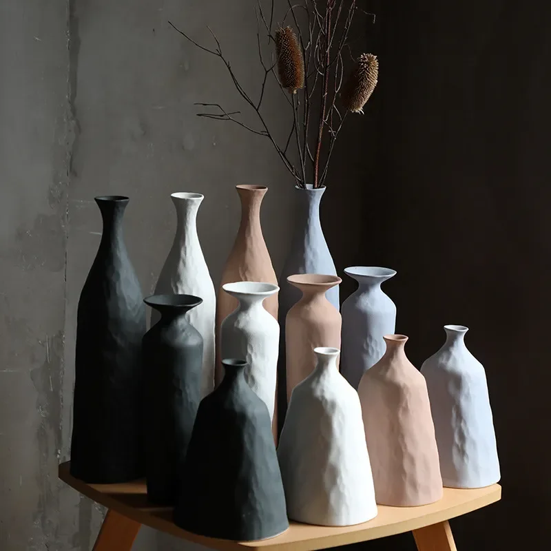 for Nordic Art Plain Embryo Ceramic Vase Geometric Irregular Texture Creative Morandi Model House Handicraft Ornament