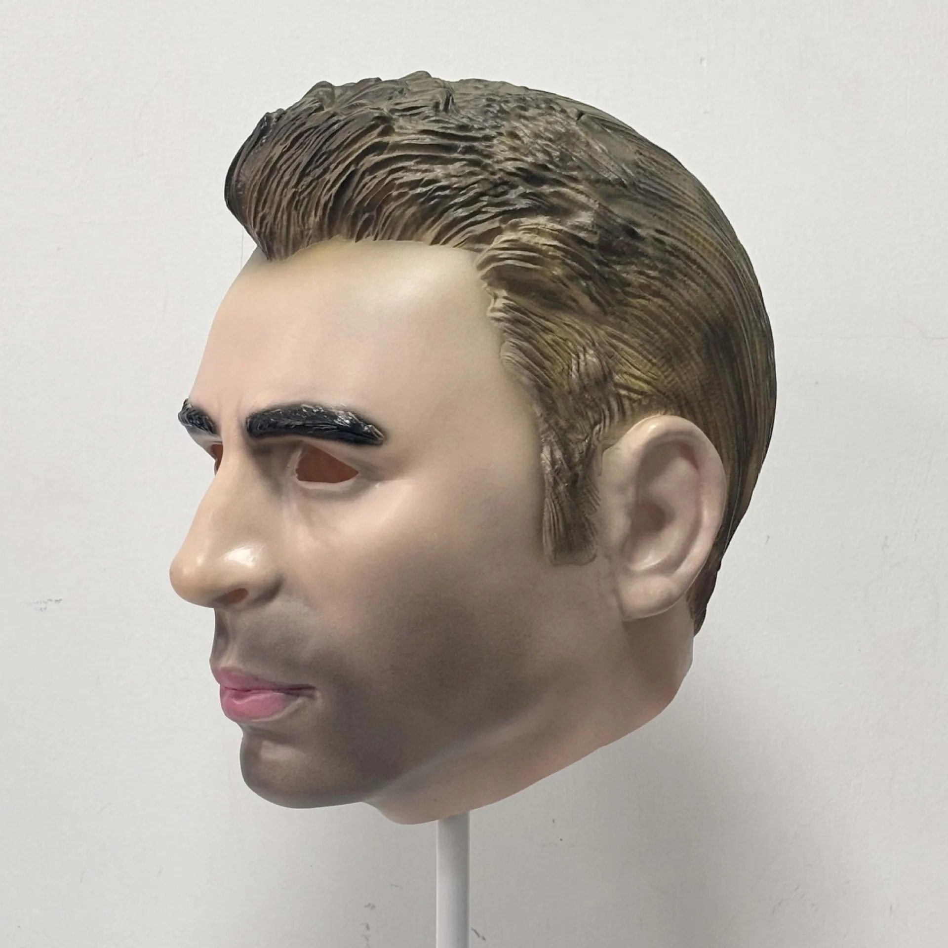 Realistische männliche Latex-Vollkopfmaske, menschliches Gesicht, Kopfbedeckung für Halloween, Maskerade, Cosplay, Party, Kostüm-Requisiten für Erwachsene – Detail 2