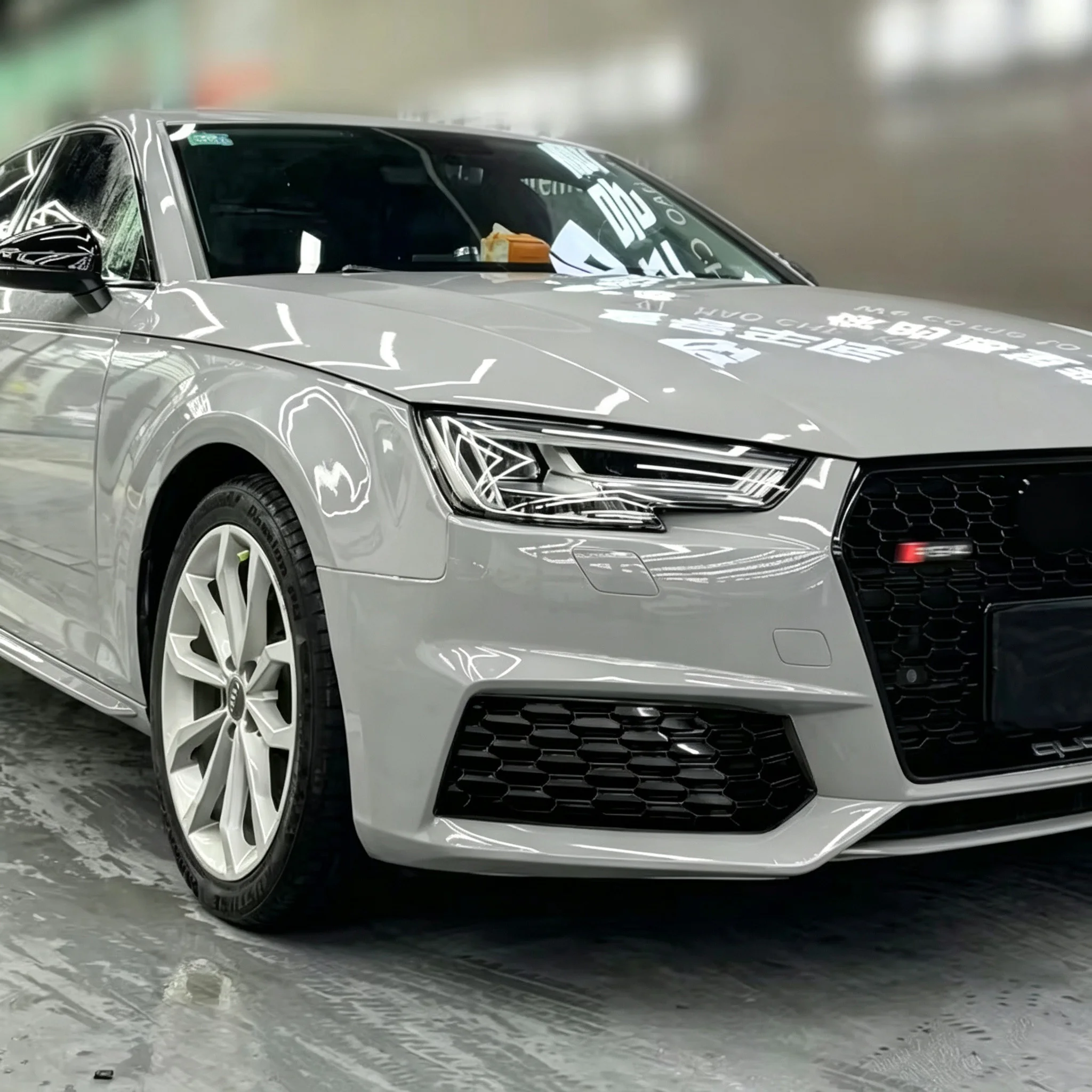 Car Front Bumper Fog Light Grille Honeycomb RS4 Style Fog Lamp Cover Fit Audi A4 B9 S-line 2017 2018 2019 Auto Exterior Modifica view 3