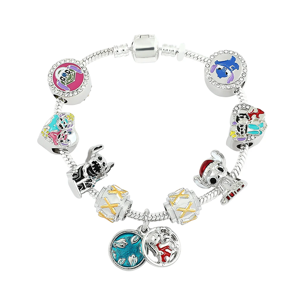 Sci-fi Animated Film Lilo and Stitch Charm Bracelet Disney Jewelry Stitch Pendant Bangle Trendy Hand Chain Accessories Gift