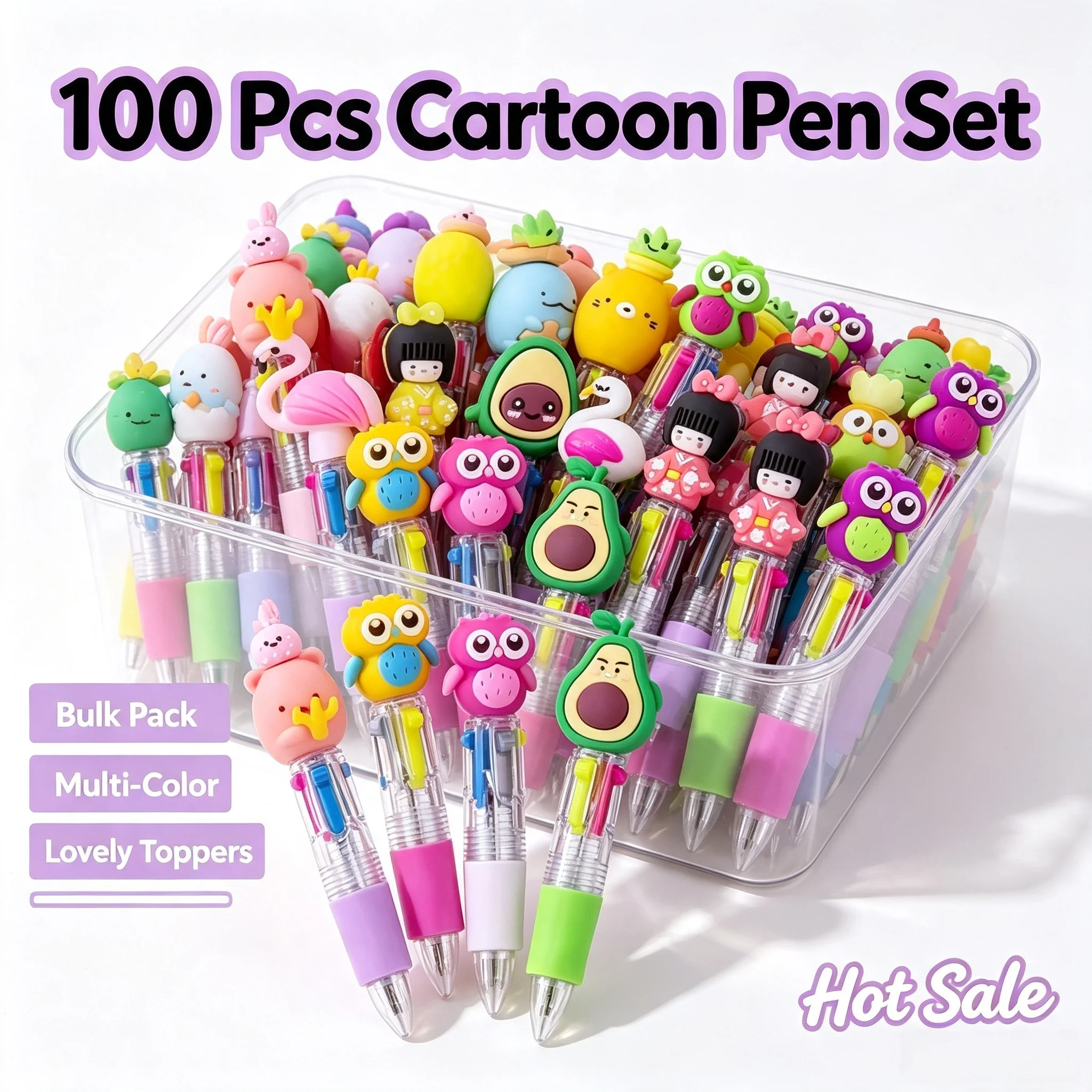 10-30-50-pezzi-lotto-simpatiche-penne-a-sfera-mini-a-4-colori-con-disegni-di-cartoni-animati-kawaii-unicorno-fenicottero-cancelleria-retrattile-regalo-per-scuola-e-ufficio