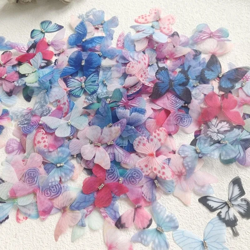 20PCs Colorful Blue Pink Organza Ethereal Butterfly For DIY Craft Bracelet Earring Jewelry Making Clothing Accessory Decor