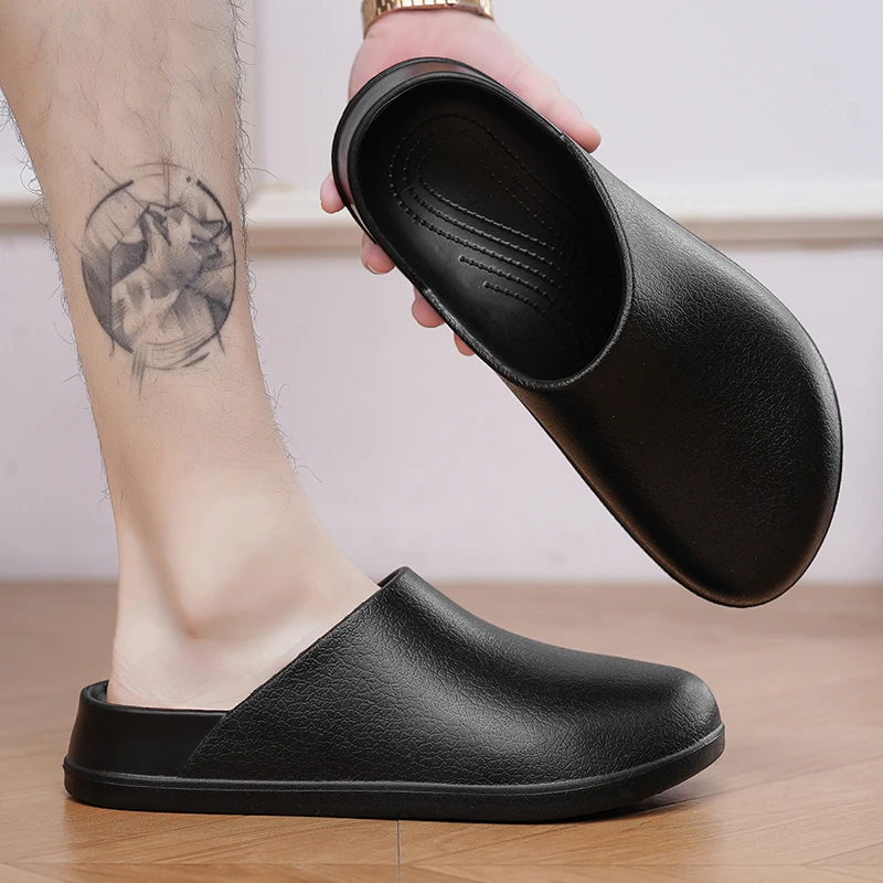 Men Slippers WaterProof Anti Skid Chef Shoe Breathable Slip on Casual Home Slippers Lightweight Beach Sandals Male Garden Clogs - view 6