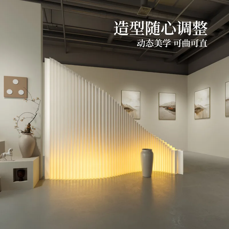 Luminous partition screen office commercial clothing store baffle restaurant folding mobile paper screen