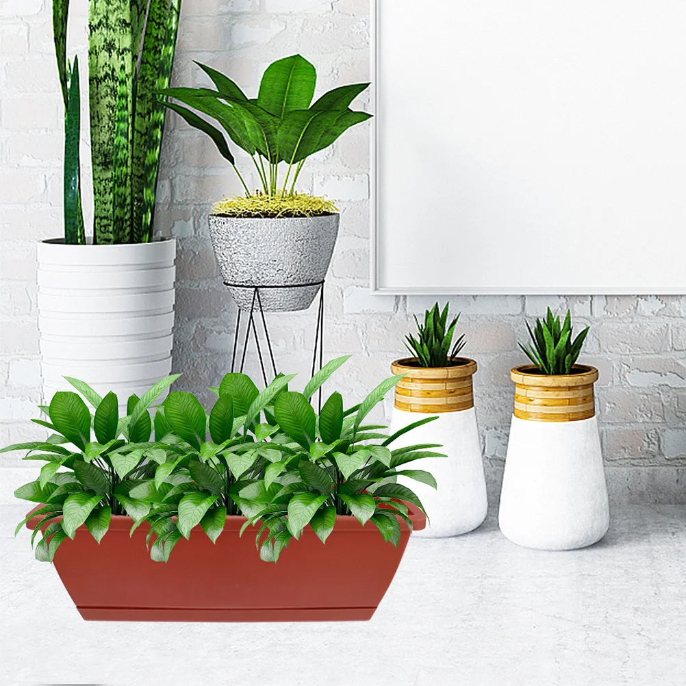 

4 set Window Box Planter Rectangular Flower Pot Vegetable Growing Container Garden Herb Planting Resin Planter Box Outdoor