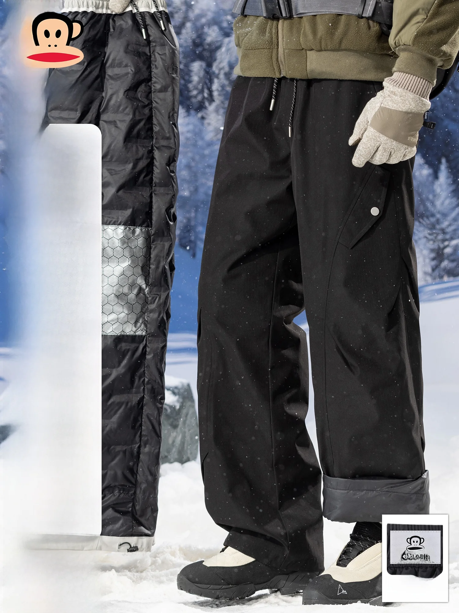 

Новые зимние утепленные брюки Paul Frank для мужчин: повседневные, свободные, прямого кроя, для активного отдыха, из полиэстера