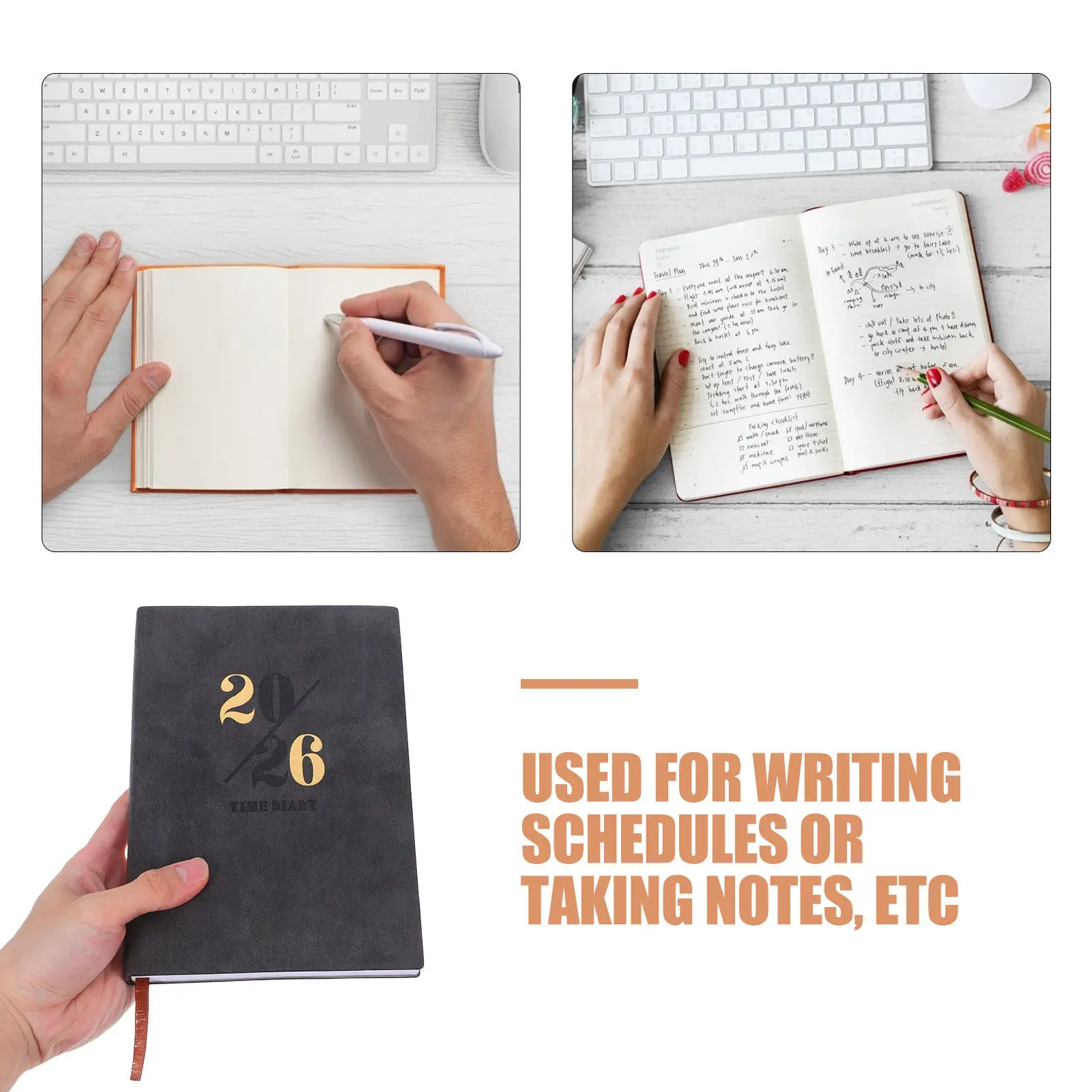 2026 Daily Planner A5 PU Executive Notebook Compact Design Rounded Corners 12-Month Calendar Thick Paper Professional