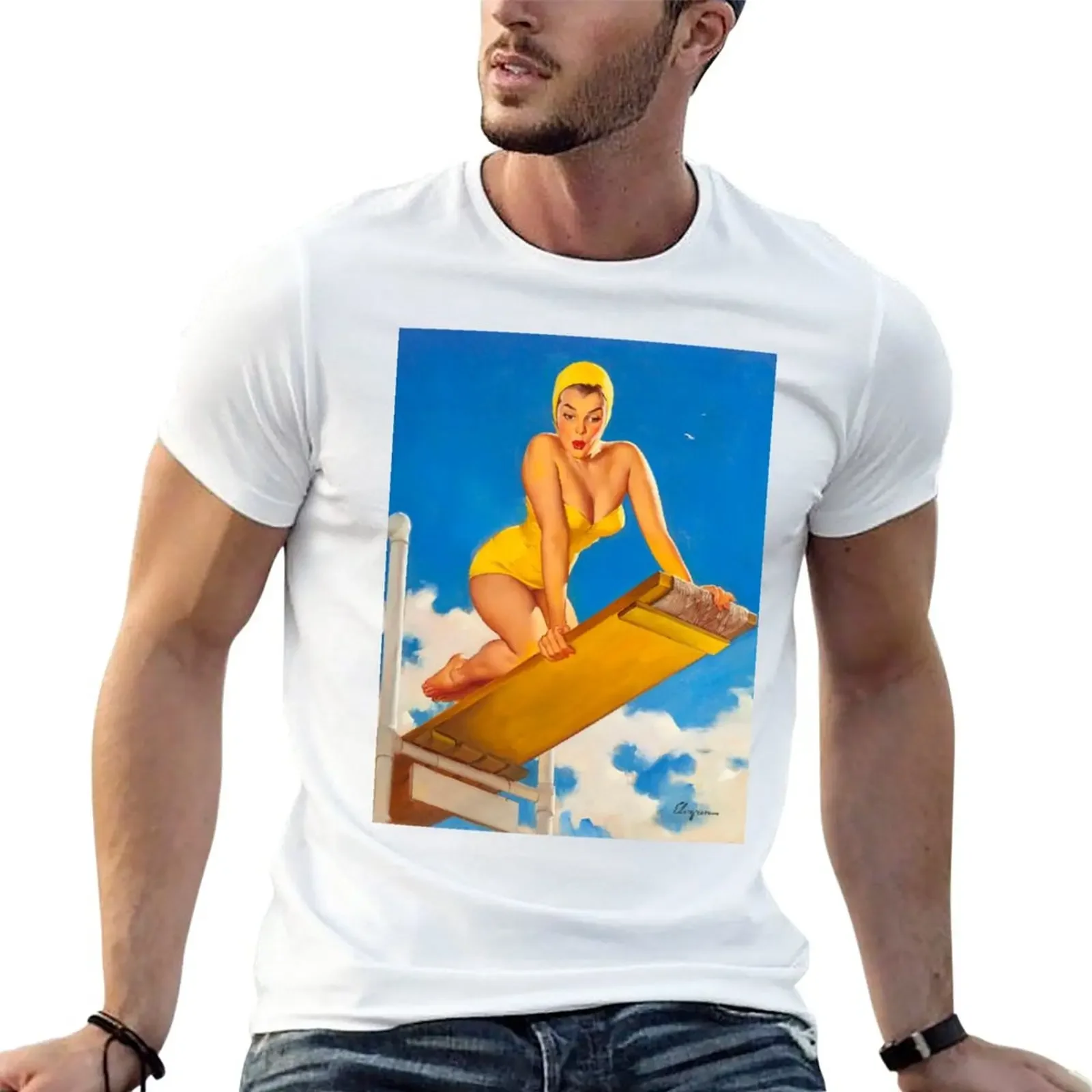 Pin-Up Girl - Elvgren - Vintage T-Shirt customs design your own quick drying men workout shirt