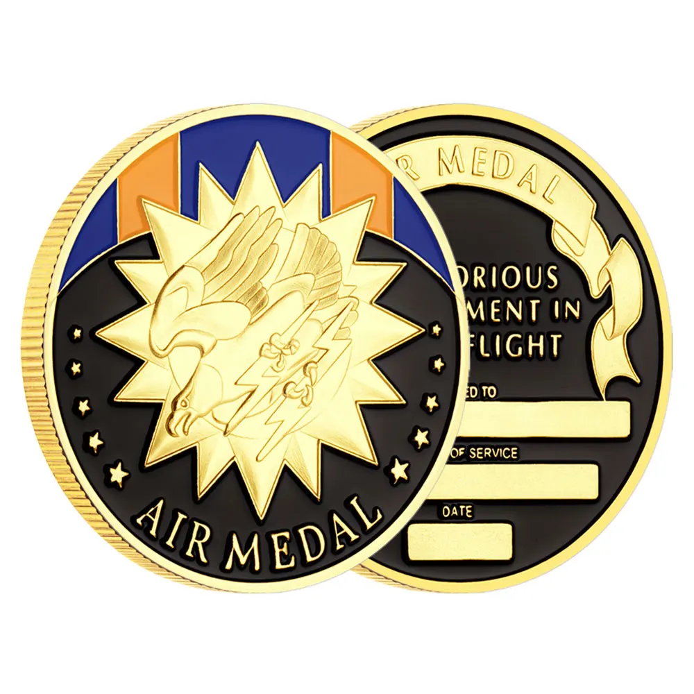 Pièce de défi de l'armée de l'air d'aigle, Badge d'honneur, pièces commémoratives de mérite de vol aérien, cadeau de Festival plaqué or