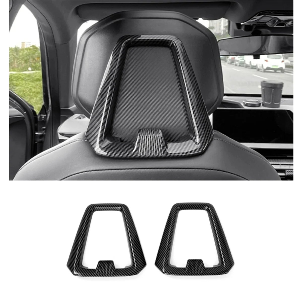 Car Seat Headrest Frame Cover Trim for Changan UNIV UNI-V 2023 2024 Accessories - ABS Carbon Fiber