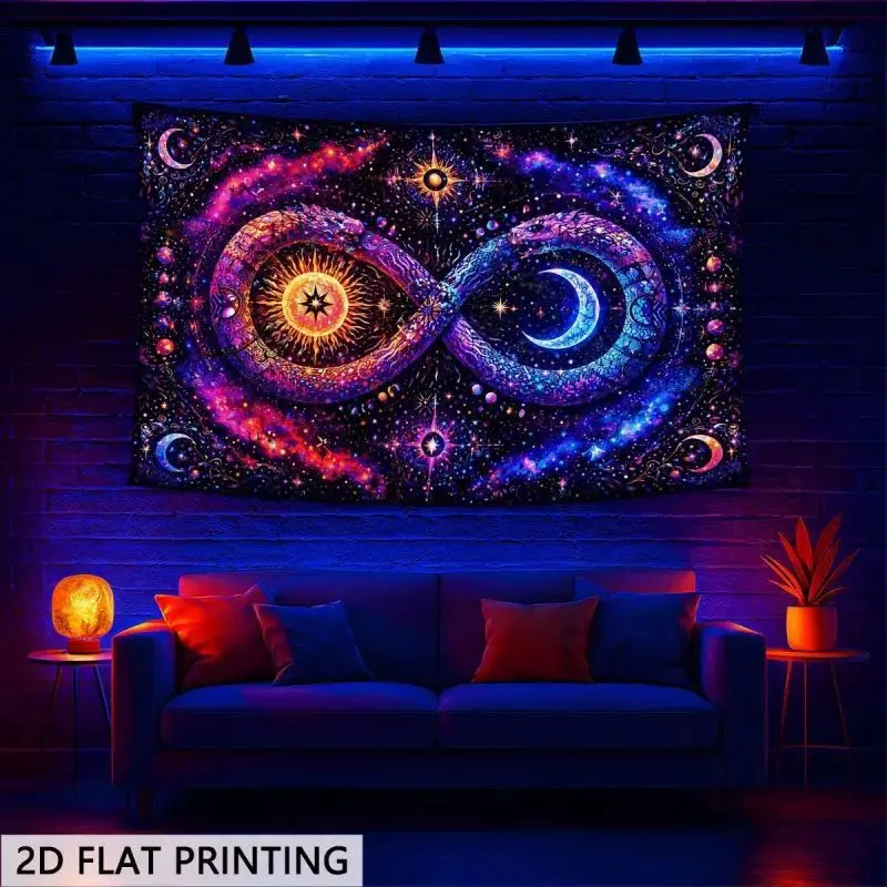 VIKAMA Celestial Sun Moon Serpents Urban Street Art Tapestry Wall Hanging for Bedroom Living Room Dorm Room Aesthetic Decor