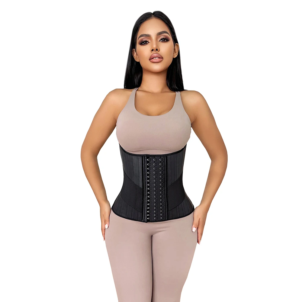 Fajas Latex Waist Trainer Steel Bone Corset Slim Sheath Glitter Colombianas Belt Shaper