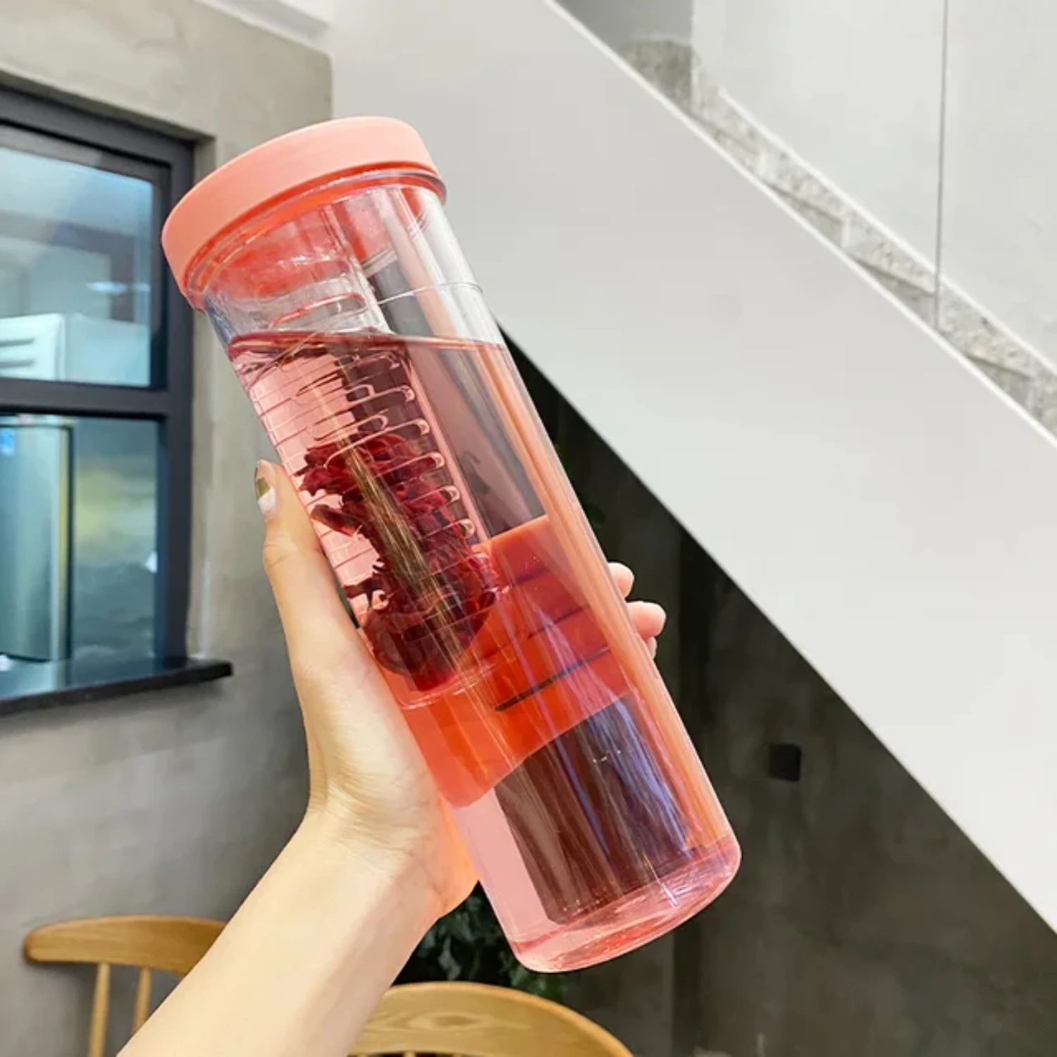 700ml Filter Water Bottle Hidden Straw Large Capacity Cup Tumbler Portable Water Cup  Girls With Tea Infuser Light Drinkware