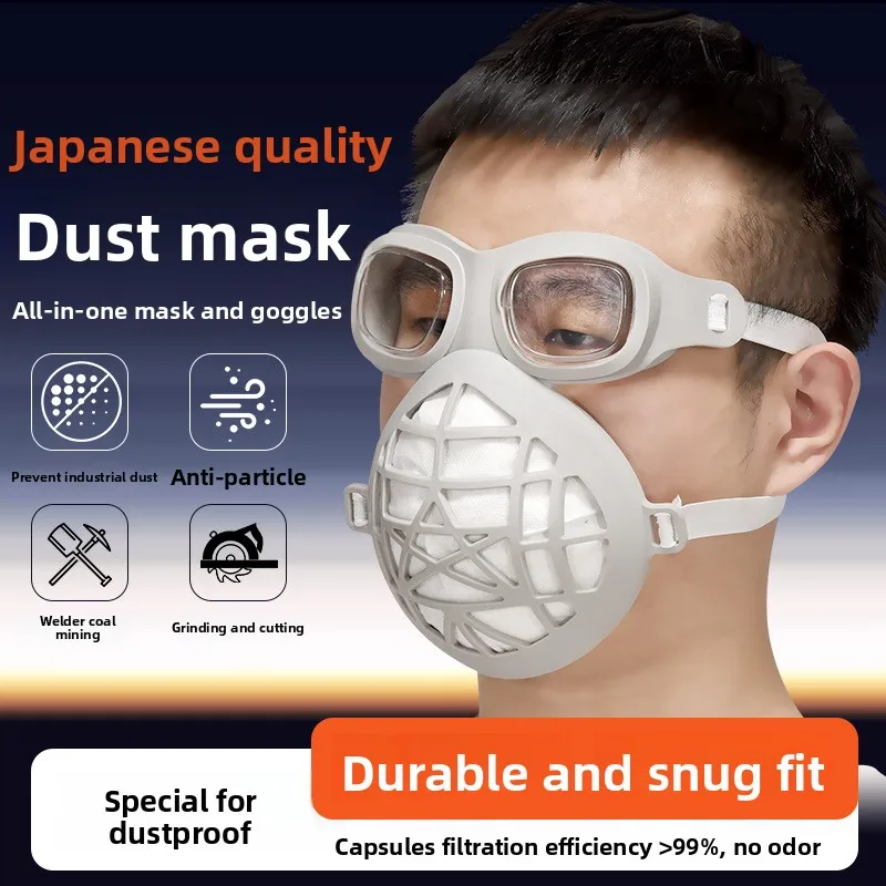 Safety Dust Mask Goggles for Industrial Grinding Construction Mining Anti Dust Protective Gear