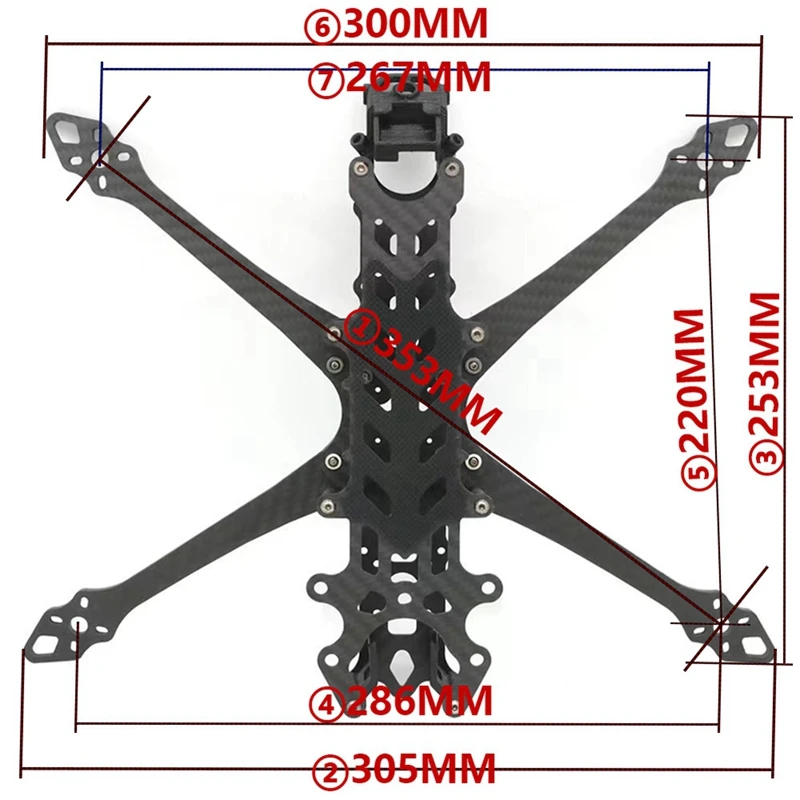 8Inch Koolstofvezel Quadcopter Frame 353Mm Armdikte 5Mm Voor Fpv Racing Drone Quadcopter Freestyle Frame Kit