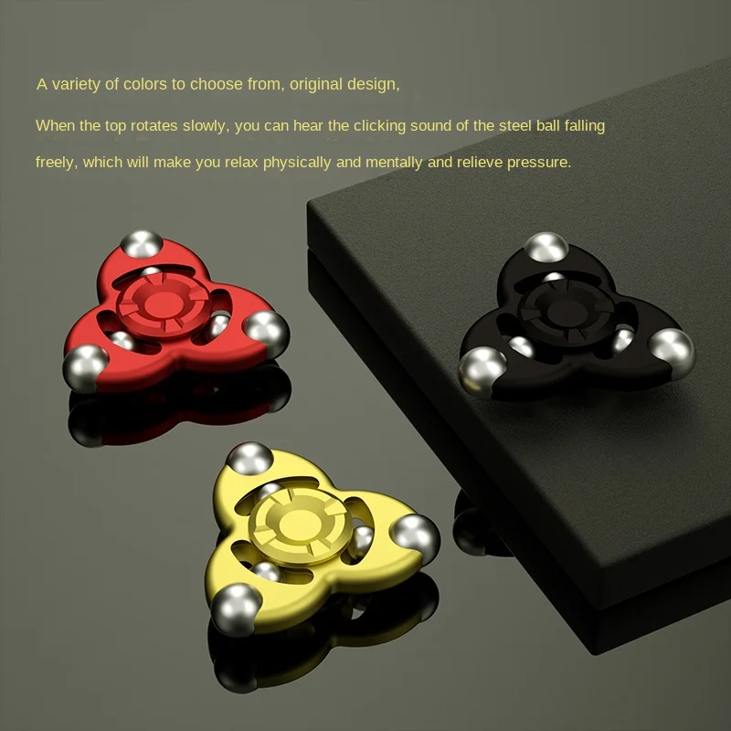 YH Fingertip Gyro Three-Leaf Metal Alloy Stainless Steel Detachable Hand Rotating Toy Gift EDC Decompression Artifact