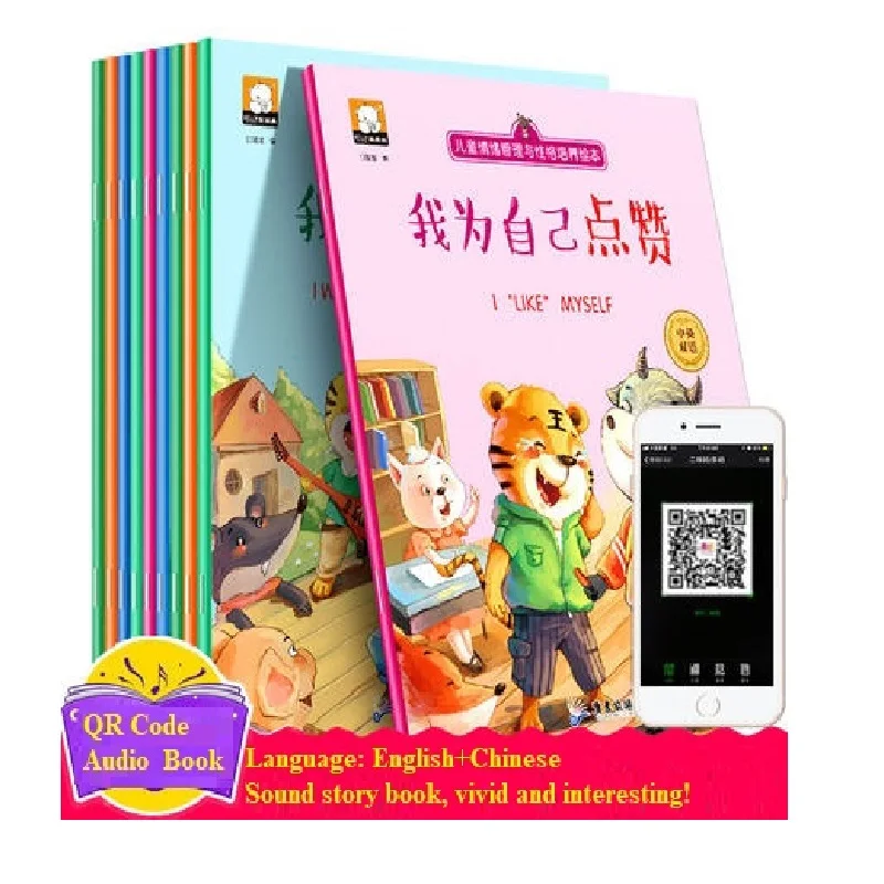 Bedtime Fairy Tale Story, Inglês e Chinês Bilíngue, Livro de Imagens para Pais, Crianças, Idade do Bebê 0 a 6, QR Code, 5 Livros, Livro de Imagens