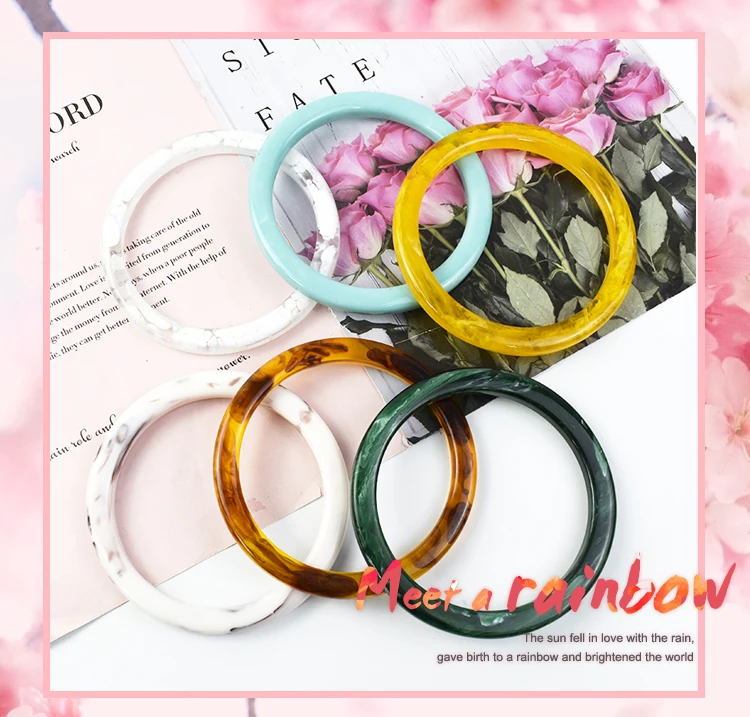 2/4Pcs 9cm Amber Plastic Bag Handle Acrylic O Ring Purse Frame Women Handbag Woven-bag Replace Handles DIY Bags Accessories