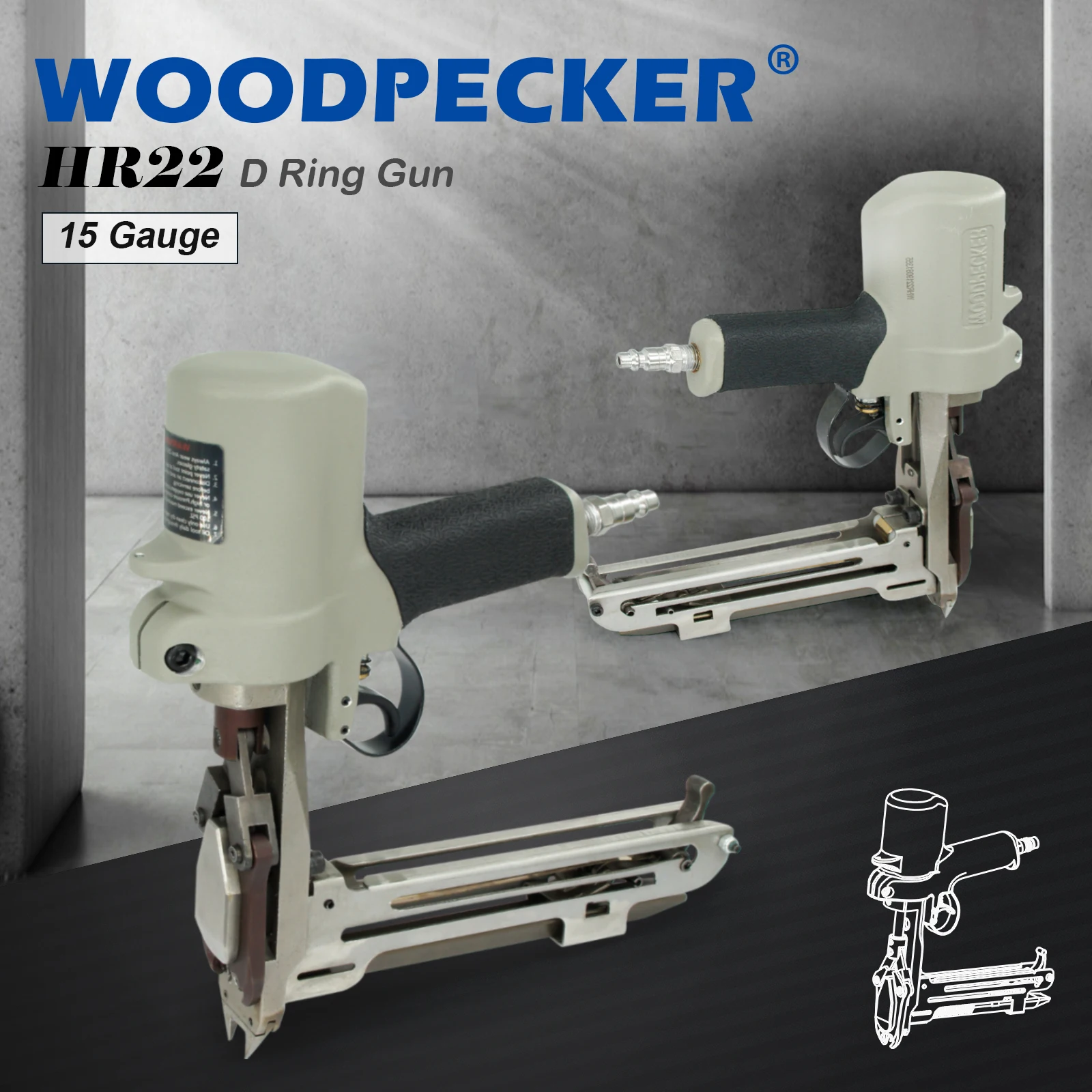 WOODPECKER HR22 15 Gauge D Ring Gun for the Connection of the Net and Cloth Edges,Spring Sofa Manufacture