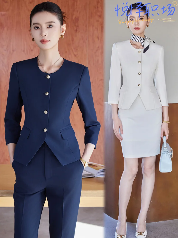 Professional Workwear for Women in Spring: Hotel Front Desk Uniform, Jewelry Store and Gold Shop Sales Assistant Workwear Suit