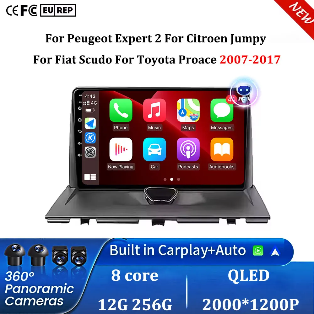 Multimedia Player Car Radio Stereo Carplay BT For Peugeot Expert 2 For Citroen Jumpy For Fiat Scudo For Toyota Proace 2007-2017