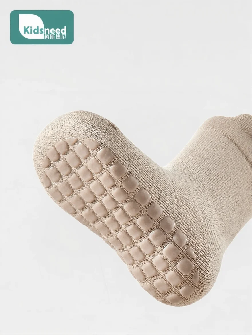 3 Pairs Kids Non-Slip Socks Warm Thick Baby Mid-tube Dispensing Floor Socks Comfortable Toddler Socks 6M-3Y Boys/Girls Socks