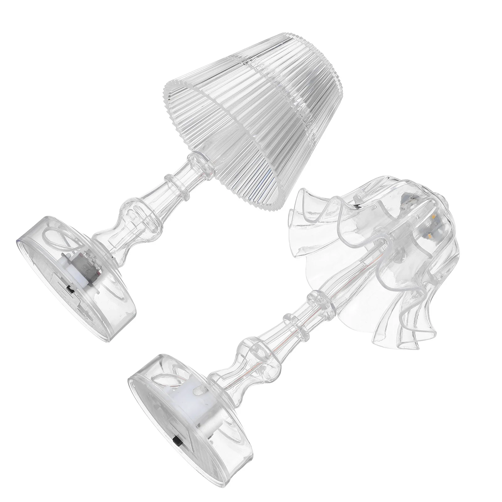 

2pcs Clear Desk Lamp Led Night Light For Bedroom Portable Pleated Table Lamp For Home Office Dorm Entry Decorative Ambient