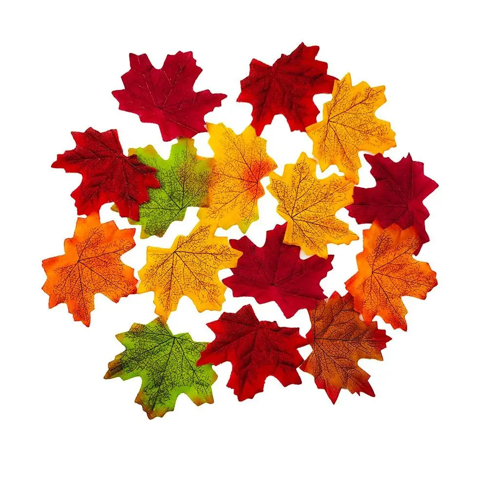 50Pcs/Pack Maple Leaves Simulated Maple Leaves Plants Leaf Artificial Leaf Plants DIY Silk Flower Stacked Maple Leaves