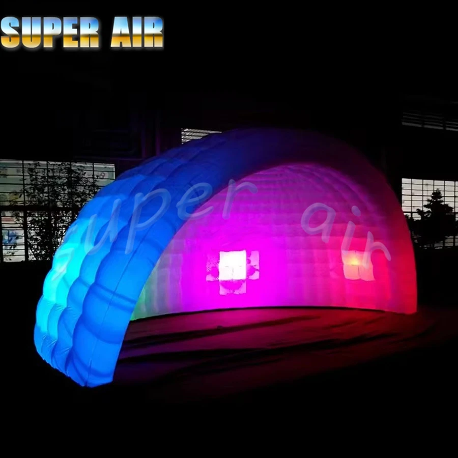 Weißes tragbares aufblasbares Iglu-Zelt mit 6 m Durchmesser und Licht zur Miete